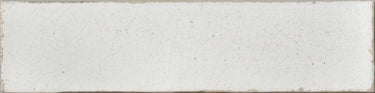 White Roca Maiolica Crackled wall tile, 3x12 inches, showcasing a textured, crackled ceramic surface for interior decor.