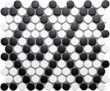 CC MOSAICS B&W PENNY ROUND Porcelain Mosaic Tile.