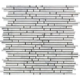 Bianco Carrara Polished Marble Bamboo Sticks Mosaic Tile.