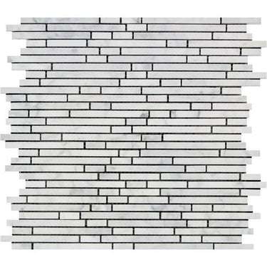 Bianco Carrara Polished Marble Bamboo Sticks Mosaic Tile.