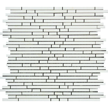 Thassos White Polished Marble Bamboo Sticks Mosaic Tile.