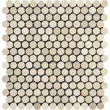 Crema Marfil Polished Marble Penny-Round Mosaic Tile.