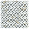 Calacatta Gold Polished Marble Raindrop Mosaic Tile.