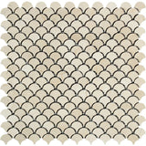 Crema Marfil Polished Marble Raindrop Mosaic Tile.