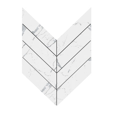 2x8 Statuario Chevron ( LARGE ) Marble Mosaic Tile.