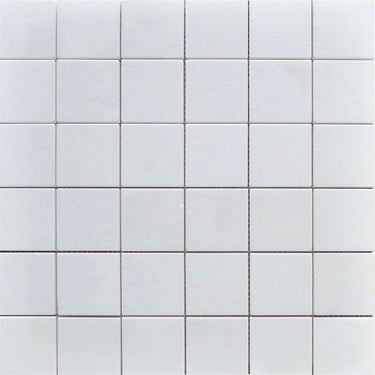 Thassos White Marble 2x2 Honed Mosaic Tile.