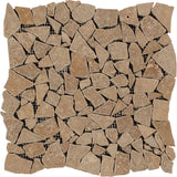 Noce Tumbled Travertine Random Broken Mosaic Tile.