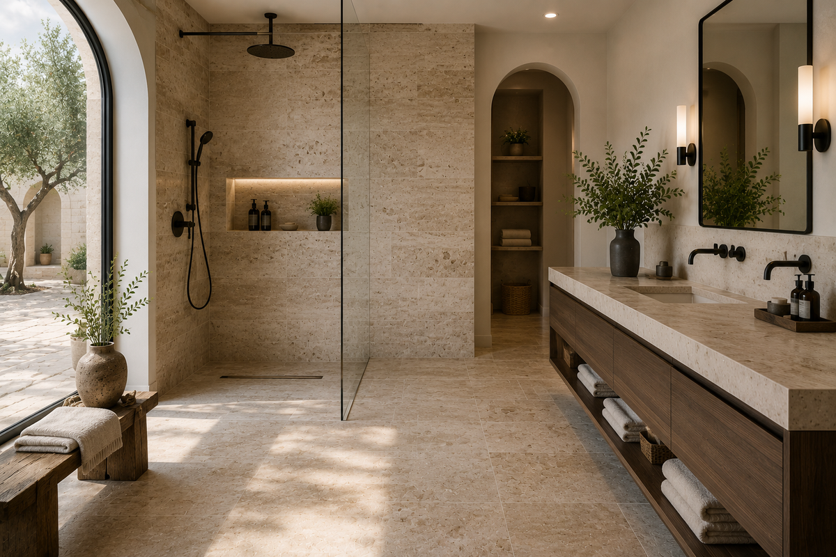 Large Format Travertine Tile Bathroom Ideas for Luxury Homes (2026 ...
