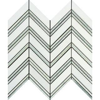 Premium chevron mosaic tiles in marble, porcelain, ceramic, glass, brass, and natural stone for kitchen backsplashes, bathrooms, showers, fireplaces, floors, and accent walls.