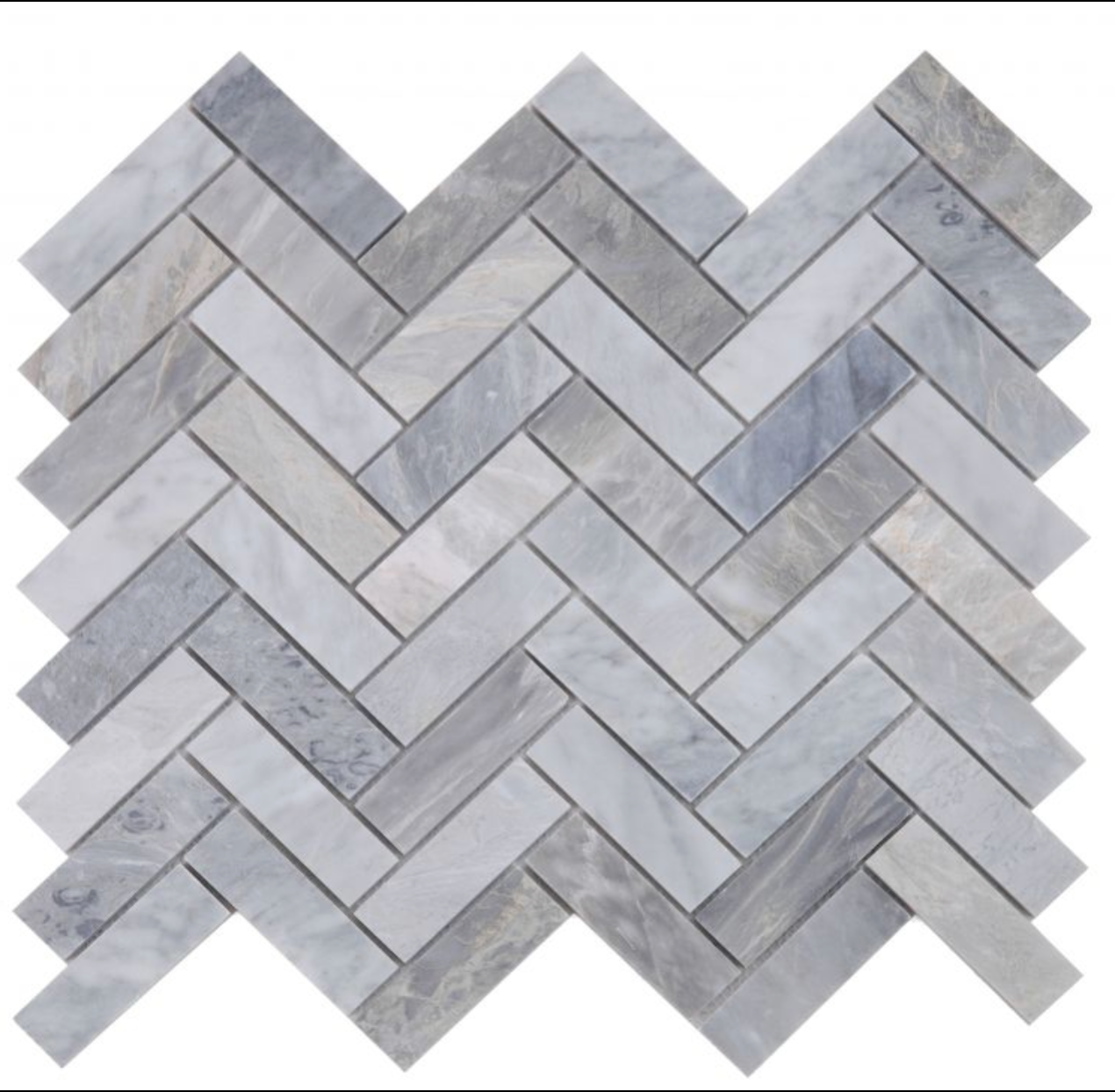 Premium herringbone mosaic tiles in marble, porcelain, ceramic, glass, brass, and natural stone for kitchen backsplashes, bathrooms, showers, fireplaces, floors, and accent walls.