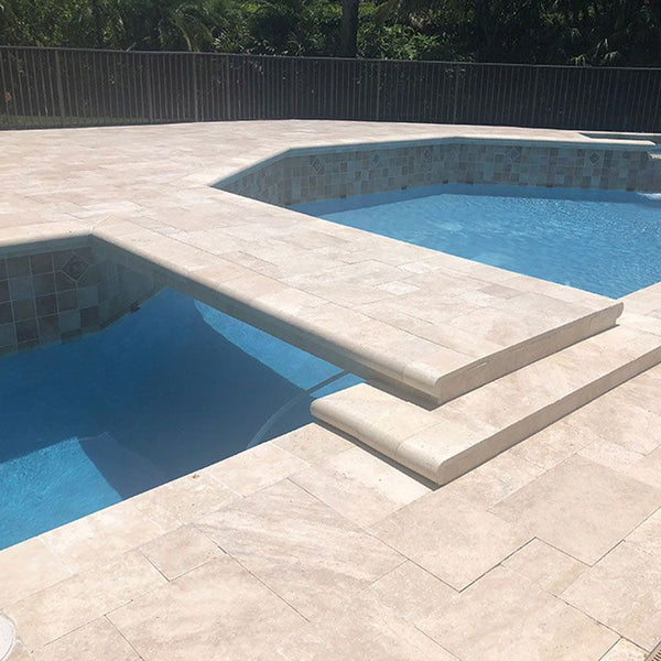 Ivory Travertine Pool Coping & Pavers