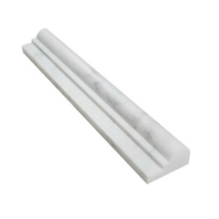 Premium Oriental White (Asian Statuary) marble moldings and trim pieces featuring a crisp white background with soft gray veining for backsplashes, bathrooms, showers, fireplaces, and decorative wall installations.