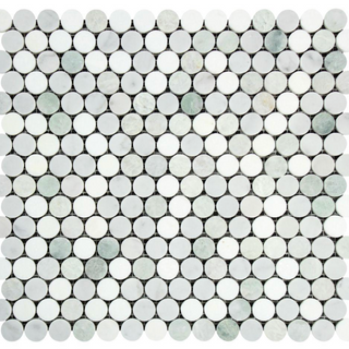 Penny round mosaic tile for shower floors bathroom walls and kitchen backsplash design
