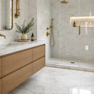 Polished marble tile with glossy natural stone finish for bathroom kitchen backsplash and shower design