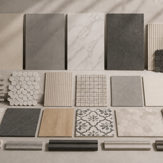 Premium porcelain tile collection featuring floor tiles, mosaics, decorative wall tiles, and moldings for luxury interior and exterior spaces.