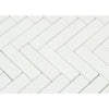 1x4 Polished Thassos White Marble Herringbone Mosaic Tile