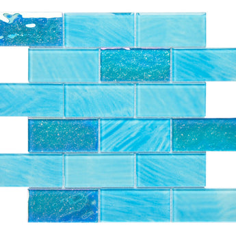 Crystal Aqua Amazon Maldives Green Glass Mosaic Tile - MosaicBros.com