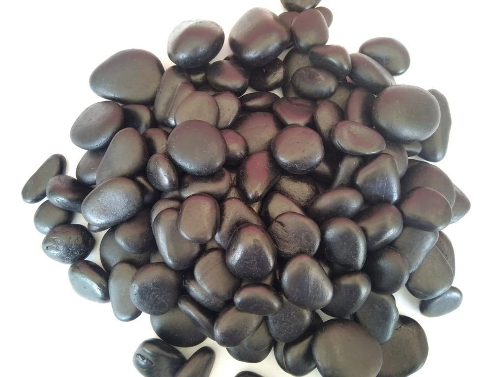 Polished Black Rainforest Pebble Stones 2 to 3 inches - 500 LBS