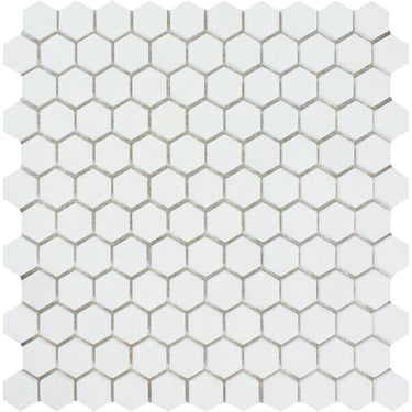 1X1 Polished Thassos White Marble Hexagon Mosaic Tile - MosaicBros.com