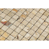 1 x 1 Tumbled Valencia Travertine Mosaic Tile - MosaicBros.com