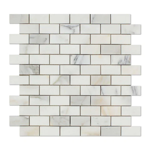 Calacatta Oliva Marble 1x2 Polished Mosaic Tile - MosaicBros.com