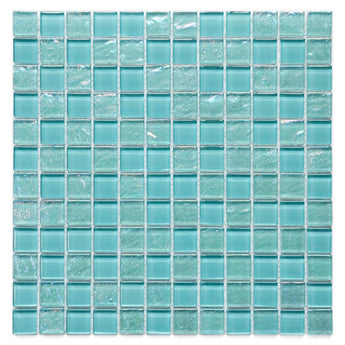 Crystal Aqua Osaka Maldives Green 1x1 Glass Mosaic Tile - MosaicBros.com