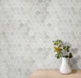 1 x 1 Polished Oriental White Marble Hexagon Mosaic Tile - MosaicBros.com
