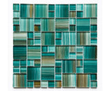 Crystal Aqua Aba Emerald Green Multangular Glass Mosaic Tile - MosaicBros.com