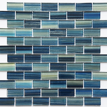 Crystal Aqua Aba Steel Blue Glass Mosaic Tile - MosaicBros.com