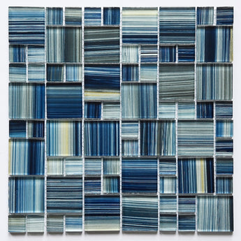 Crystal Aqua Aba Steel Blue Multangular Glass Mosaic Tile - MosaicBros.com