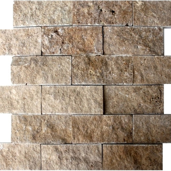 Lunar Noce Travertine 2x4 Split Face Mosaic - MosaicBros.com
