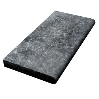 Ocean Antique Marble 16x24 5cm bullnose pool coping paver with smooth, curved edge, ideal for pool surrounds and outdoor spaces.