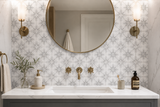White marble wall tile from Mythology Tile with a polished surface and elegant veining, ideal for modern interior wall designs.