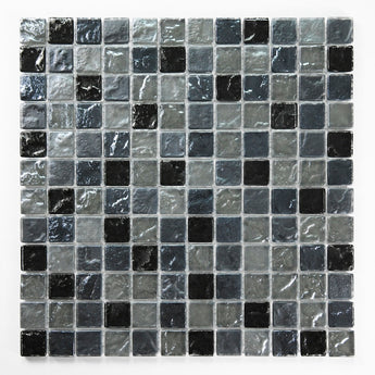 Crystal Aqua Soho Gray Blend 1x1 Glass Mosaic Tile - MosaicBros.com