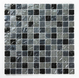 Crystal Aqua Soho Gray Blend 1x1 Glass Mosaic Tile - MosaicBros.com