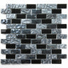 Crystal Aqua Metallic Blend Black Glass Mosaic Tile - MosaicBros.com