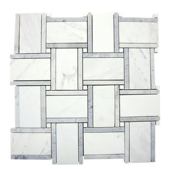 Dolomit Large Basketweave Carrara Strip Marble Mosaic Tile
