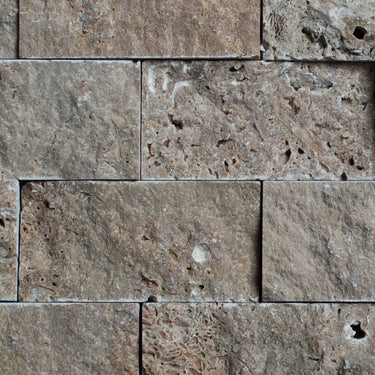 Lunar Noce Travertine 2x4 Split Face Mosaic - MosaicBros.com