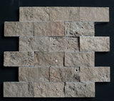 Lunar Noce Travertine 2x4 Split Face Mosaic - MosaicBros.com