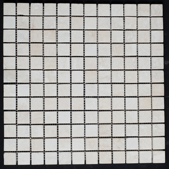 Bianco Cream Light 1 x 1 Filled and Honed Travertine Mosaic Tile - MosaicBros.com