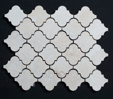 Bianco Cream Light Lantern Filled and Honed Travertine Mosaic Tile - MosaicBros.com