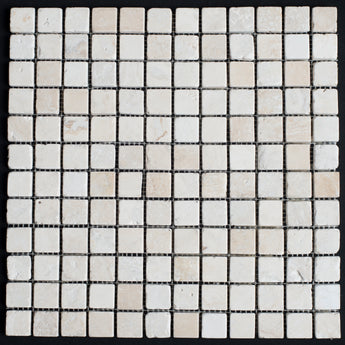 Bianco Cream Light 1 x1 Tumbled Travertine Mosaic Tile - MosaicBros.com