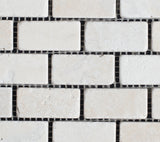 1 x 2 Bianco Cream Light Tumbled Travertine Mosaic Tile - MosaicBros.com