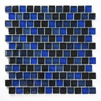 Crystal Aqua Blueberry 1X1 Glass Mosaic Tile - MosaicBros.com