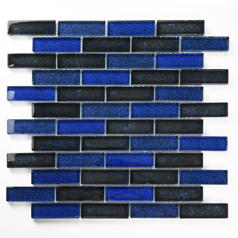 Crystal Aqua Blueberry 1X3 Glass Mosaic Tile - MosaicBros.com