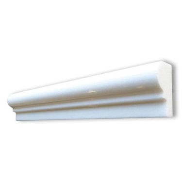 2X12 Polished Thassos White Marble Single-Step Chair Rail Trim - MosaicBros.com