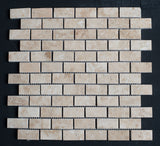 1 x 2 Polished Cappuccino Marble Brick Mosaic Tile - MosaicBros.com