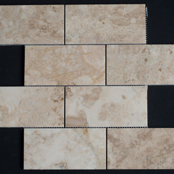 3 x 6 Polished Cappuccino Marble Mosaic Tile - MosaicBros.com