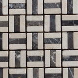 Crema Marfil and Emperador Mixed 1 x 1 Tumbled Marble Mosaic Tile - MosaicBros.com