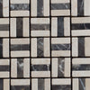 Crema Marfil and Emperador Mixed 1 x 1 Tumbled Marble Mosaic Tile - MosaicBros.com